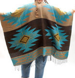 Aztec Turquoise Open Poncho