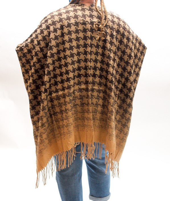 Houndstooth Open Poncho