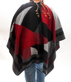 Red and Black Open Poncho